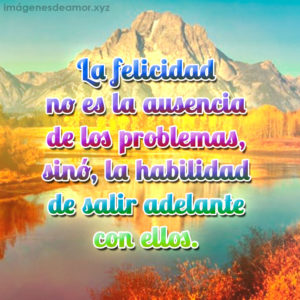 Montaña y lago con frase